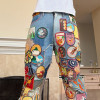 Custom 3D Embroidered Patch Logo Jeans | Vintage Baggy Straight-leg Pants | Streetwear Jeans