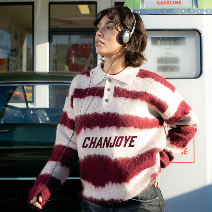 Custom Striped Sweater | OEM High Quality Polo Shirt | Knitted Fleece Embroidered Sweater