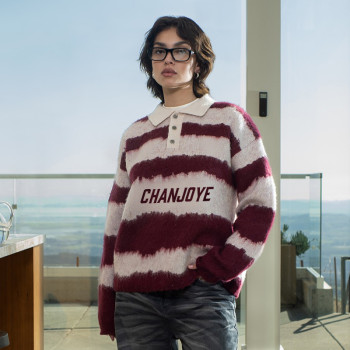 Custom Striped Sweater | OEM High Quality Polo Shirt | Knitted Fleece Embroidered Sweater