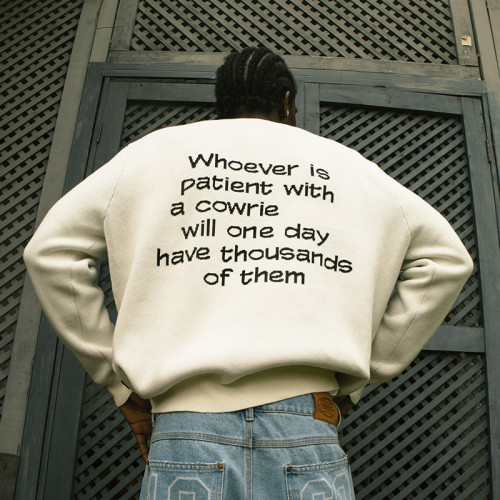 Custom Letter Embroidery Printed Logo Sweater | Oversized Baggy Breathable Pullover | Men's Sweater