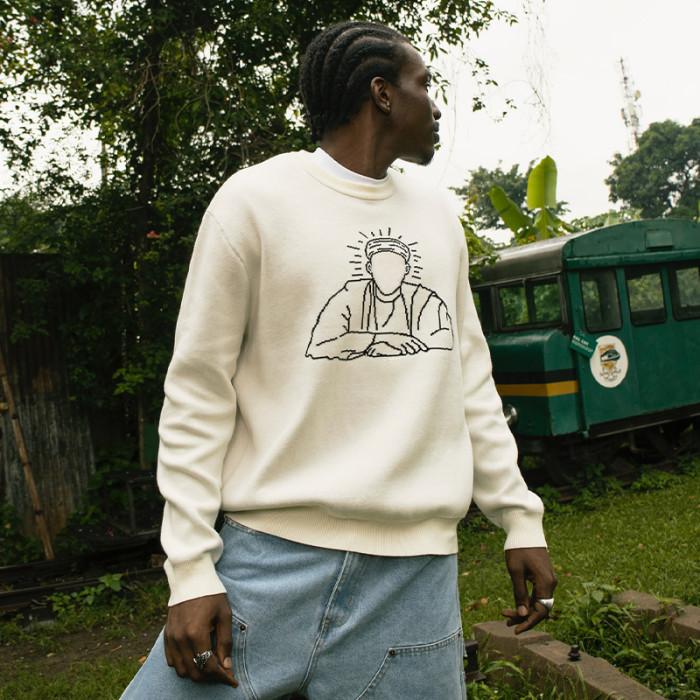 Custom Letter Embroidery Printed Logo Sweater | Oversized Baggy Breathable Pullover | Men's Sweater