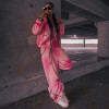 Custom Patch Embroidery Logo Sweatsuit | Rhinestone Zip up Jogger Set | Cotton Streetwear