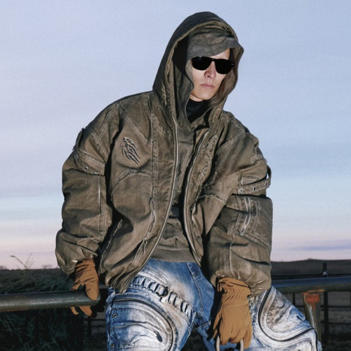 Custom Winter Distressed Vintage Jacket | Acid wash sun fade | Streetwear Heavyweight Puffer Jacket