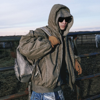 Custom Winter Distressed Vintage Jacket | Acid wash sun fade | Streetwear Heavyweight Puffer Jacket