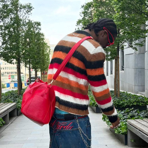 Custom Knitwear Multi Color Sweater | Letter embroidered Mohair Pullover | Sweater Supplier