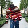Custom Knitwear Multi Color Sweater | Letter embroidered Mohair Pullover | Sweater Supplier