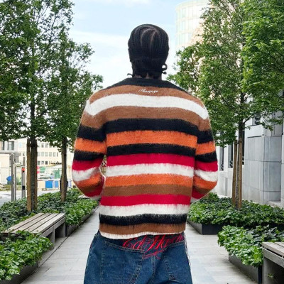 Custom Knitwear Multi Color Sweater | Letter embroidered Mohair Pullover | Sweater Supplier