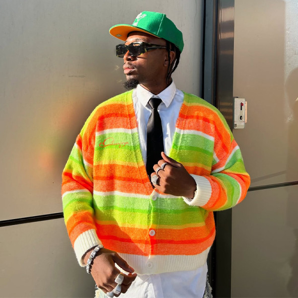 Custom Knit Button Long Sleeved Sweater | Baggy Breathable Striped | Sweater Manufacturer