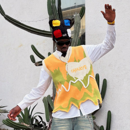 Custom Unisex's Knitted Sweaters | Multi Color Embroidery Logo V Neck Sleeveless Top Streetwear