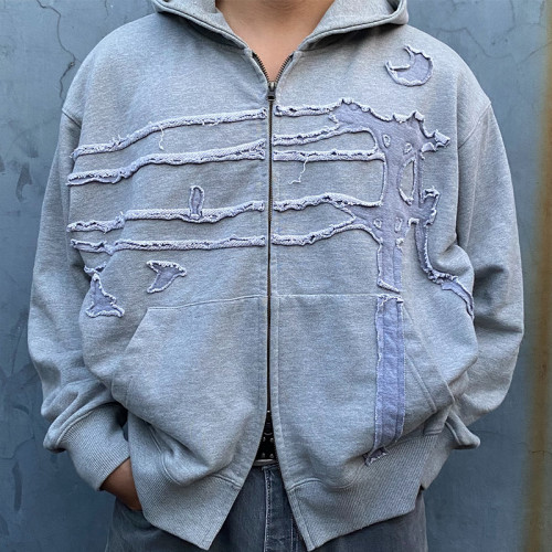 Custom Logo Zip up Hoodies | Oversize Vintage Distressed Hoodie | 100% Cotton Hoodie