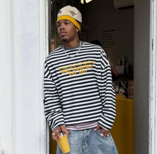 Custom Streetwear Striped T-Shirt | OEM High Quality T Shirts | Long Sleeve Cotton Tshirt Manufacturer
