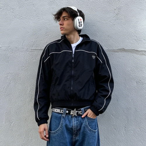 Custom Windbreaker Sports Jacket | Nylon Polyester Motorcycle Jacket | Men's Streetwear Jacket