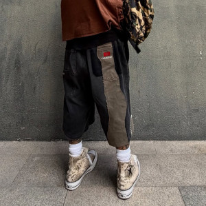 Chanjoye Custom Patchwork Shorts | Washed Loose Fit shorts | Embroidery Denim Shorts