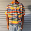 Chanjoye Custom Cotton Polo Shirt | Embroidery Rainbow Stripe Color Shirt | OEM Shirt Manufacturer