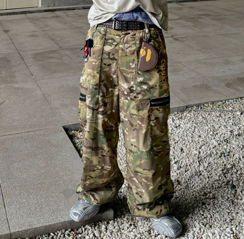 Custom Camo Print Jeans | Wide leg Casual Cargo Men Pants | Streetwear Designer Pants