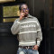 Custom Long Sleeve Zipper Sweater | Vintage Striped Knit Sweater | Streetwear Sweater Supplier