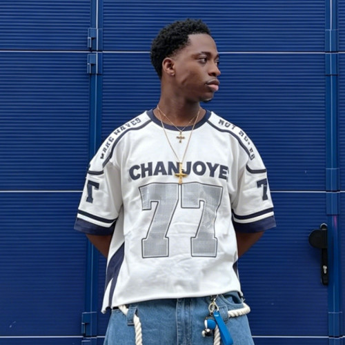 Custom DTG Print  Logo T-shirt | Oversized Football Jersey T-shirt | Men's Streetwear T-shirt