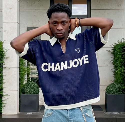 Chanjoye Wholesale Custom Logo Tee | Casual V-neck Polo T-shirt | Screen Print Knit T-shirt