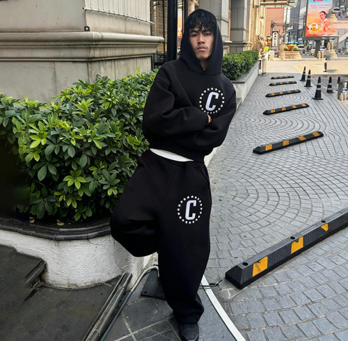 Custom Men's Cotton Tracksuit | Oversize Hoodie Baggy Pants Set | Printed Sports Casual Tracksuit