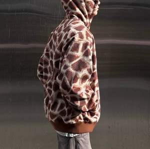 Custom Giraffe Print Zip Up Hoodie | Designer Vintage Boxy Hoodie | Heavyweight 500Gsm Hoodie