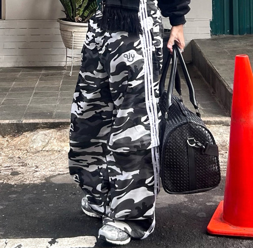 Custom Camo Print Pants | Stripe Baggy Sweatpants | Outdoor Streetwear Wide Leg Track Pants