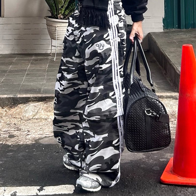 Custom Camo Print Pants | Stripe Baggy Sweatpants | Outdoor Streetwear Wide Leg Track Pants