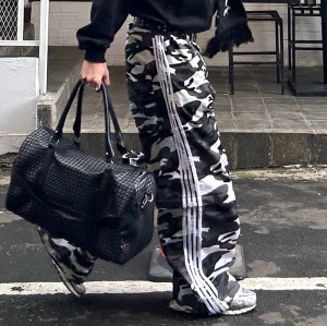 Custom Camo Print Pants | Stripe Baggy Sweatpants | Outdoor Streetwear Wide Leg Track Pants