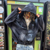 Chanjoye Custom Distressed Hoodie | Boxy Screen Print Zipper Hoodie | Acid Wash Streetwear Hoodie