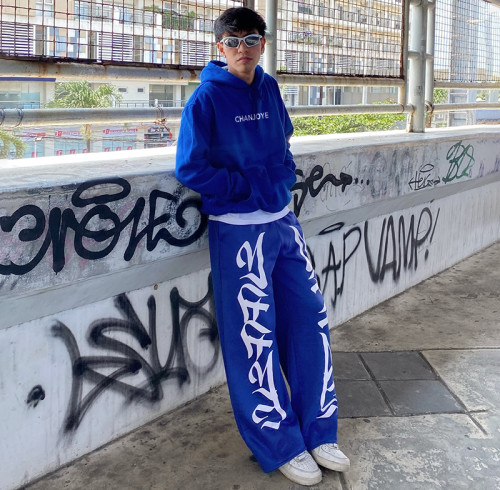 Chanjoye Custom Men Sweatpants | Screen Print Streetwear Sweatpants | High Quality Baggy Wide Leg Pants