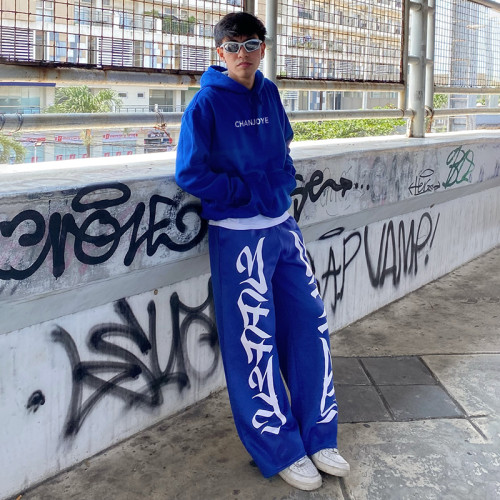 Chanjoye Custom Men Sweatpants | Screen Print Streetwear Sweatpants | High Quality Baggy Wide Leg Pants