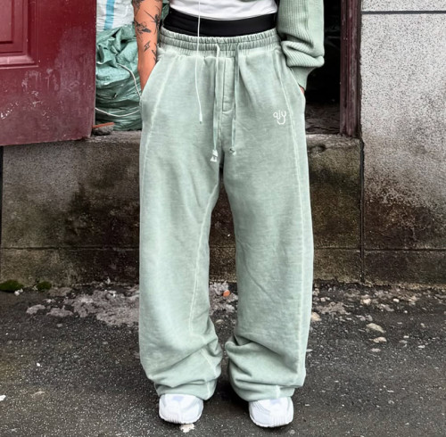 Chanjoye Custom Men Sweatpants | Solid Color Streetwear Pants | High Waist Baggy Wide Leg SweatPants