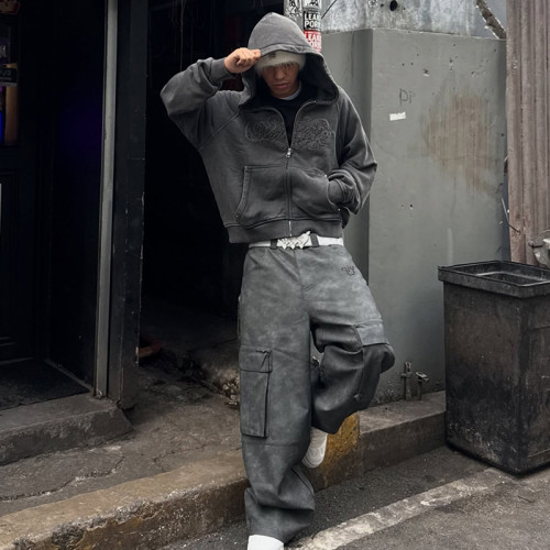Custom Waterproof Leather Cargo Pants | Streetwear Pants Manufacturer | Wide Leg Trousers Supplier Chanjoye
