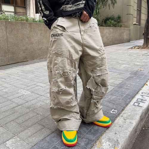 Custom Streetwear Vintage Pants | Oversize Baggy Wide Leg Pants | High Quality Designer Distressed Pants