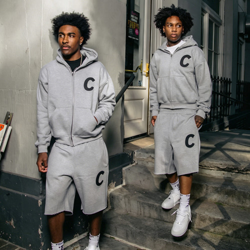 Custom Zipper Hoodie Baggy Shorts Set | Tracksuit For Men | Heavyweight Cotton Blend Fleece Tracksuit