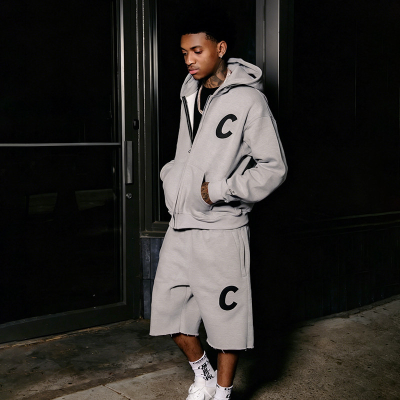 Zipper Hoodie Baggy Shorts
