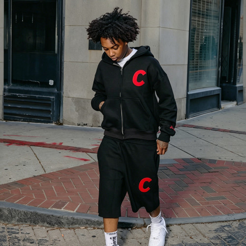 Custom Zipper Hoodie Baggy Shorts Set | Tracksuit For Men | Heavyweight Cotton Blend Fleece Tracksuit