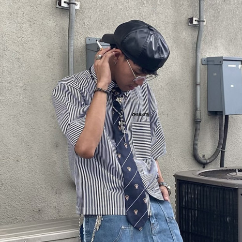 Chanjoye Custom Crop Fit Shirt | Vintage Stripe Short Sleeves Shirt | High Quality Shirt Supplier
