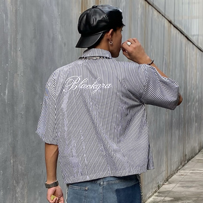 Chanjoye Custom Crop Fit Shirt | Vintage Stripe Short Sleeves Shirt | High Quality Shirt Supplier