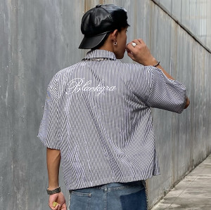 Chanjoye Custom Crop Fit Shirt | Vintage Stripe Short Sleeves Shirt | High Quality Shirt Supplier