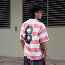 Chanjoye Custom Logo T-shirt | Striped Casual 100% Cotton T-shirt | Screen Print Streetwear T-shirt