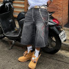 Chanjoye Custom Streetwear Shorts | Washed Wide Leg Shorts | Embroidery Heavyweight Denim Shorts
