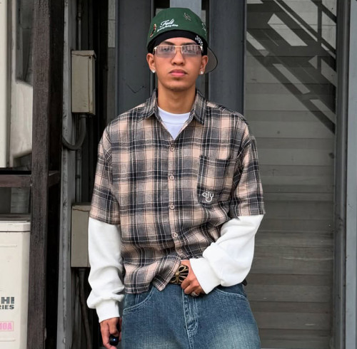 Chanjoye Custom Casual Plaid Shirt | Vintage Short Sleeve Shirt | Streetwear Crop Fit Shirt