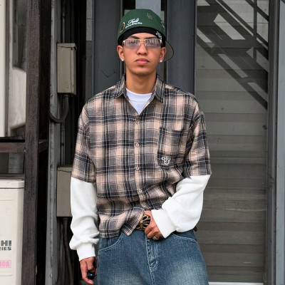 Chanjoye Custom Casual Plaid Shirt | Vintage Short Sleeve Shirt | Streetwear Crop Fit Shirt