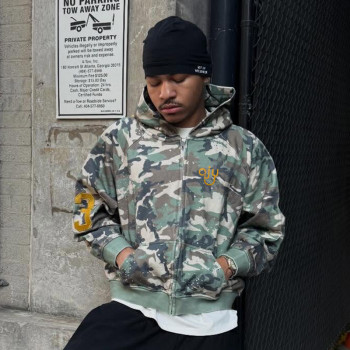 Custom Camo Embroidery Crop Fit Hoodie | Rhinestone Vintage Zip Up Hoodie | Streetwear Hoodie Manufacturer