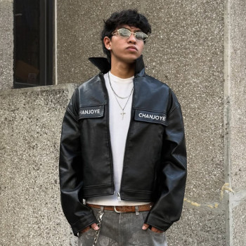 Chanjoye Custom Logo Thick Pu Leather Jacket | High Quality Jacket Supplier | Crop Fit Jacket Wholesale