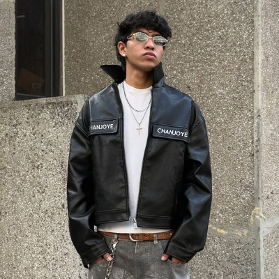 Chanjoye Custom Logo Thick Pu Leather Jacket | High Quality Jacket Supplier | Crop Fit Jacket Wholesale