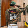 Custom Camo Workwear Jacket | Distressed Denim Cargo Jacket | High Quality Patchwork Embroidery Jacket