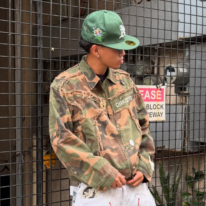 Custom Camo Workwear Jacket | Distressed Denim Cargo Jacket | High Quality Patchwork Embroidery Jacket