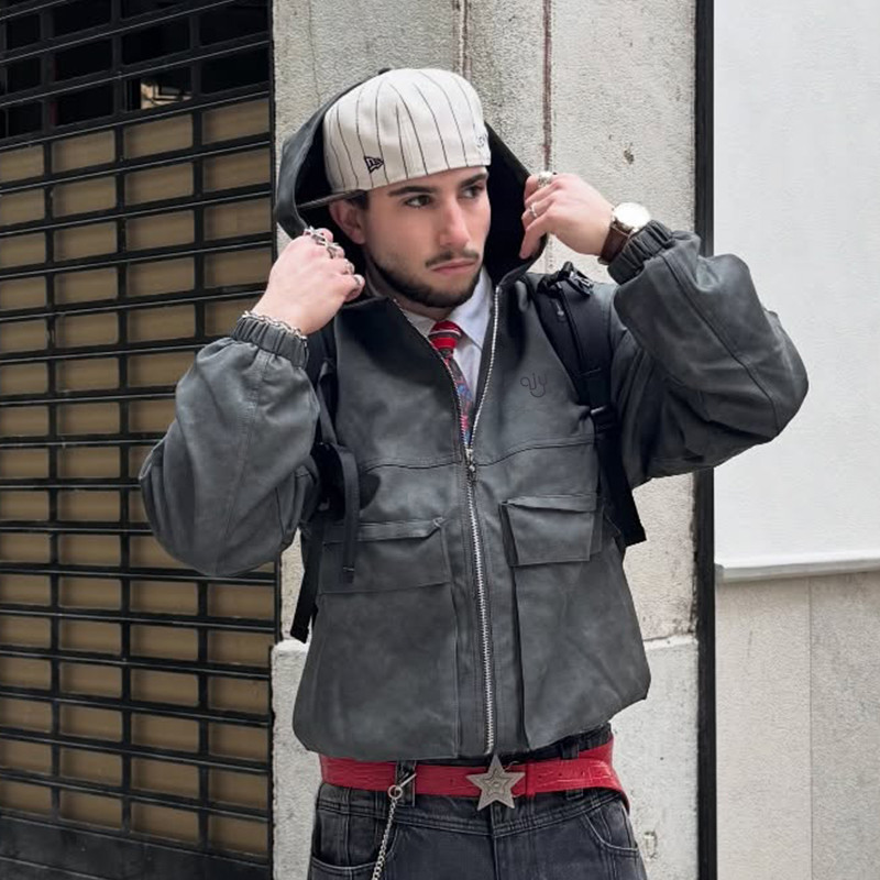 Hood Leather Jacket 