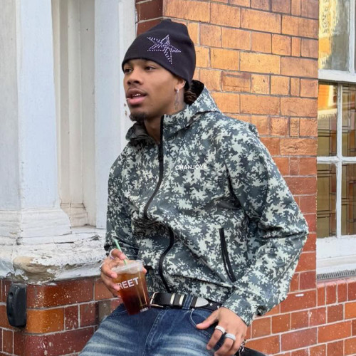 Custom Digital Print Camo Hoodie | Vintage Nylon Zip Up Hoodie | Streetwear Hoodie Manufacturer